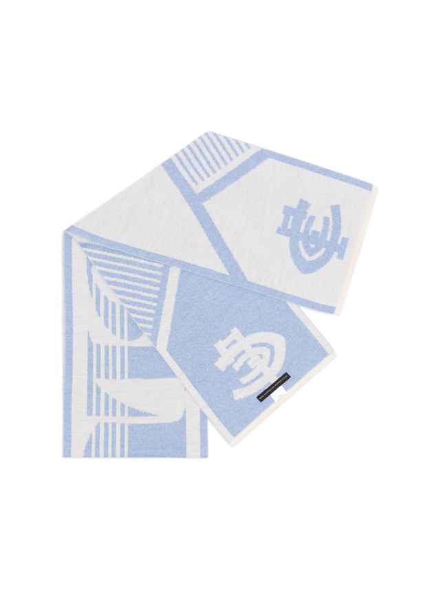 Scarf folded to show the 2-tone design and logo.