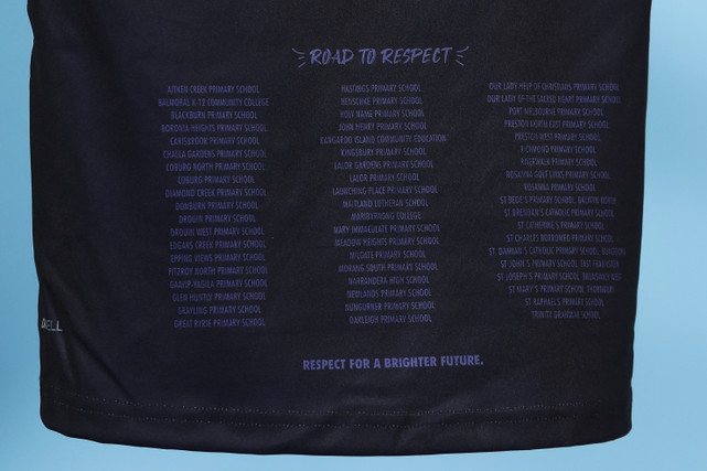 Lifestyle shot of the 2025 PUMA Women's Carlton Respects Guernsey being worn.