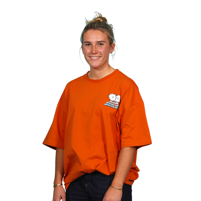 Close-up of the sleeve detail on the 2025 Adult Carlton Respects Tee.