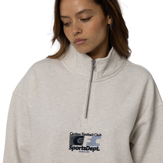 Side view of the Carlton Women's Sports Box 1/4 Zip top by NAR.
