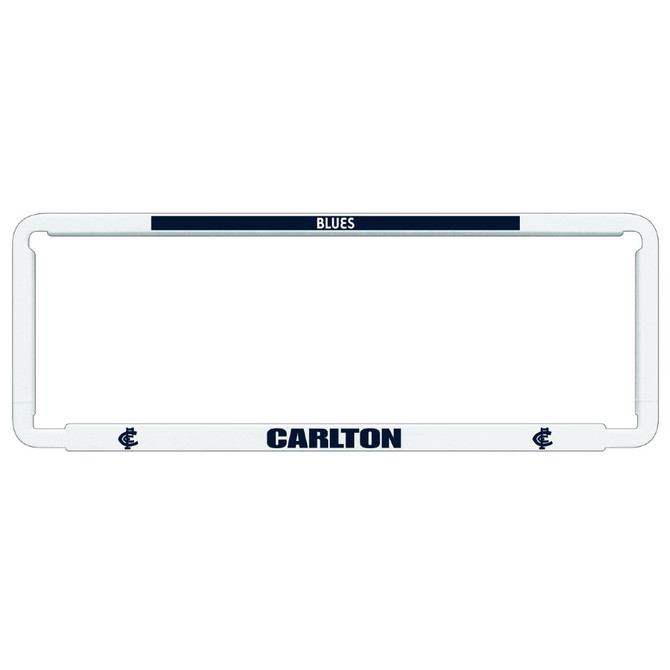 Carlton License Plate Surround frame by Sperling, featuring club logo and slogan.