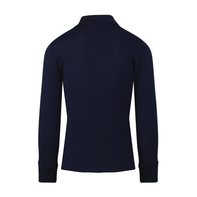 Back view of the long sleeve Carlton AFL/Hyundai Wool Guernsey by Woolmark.