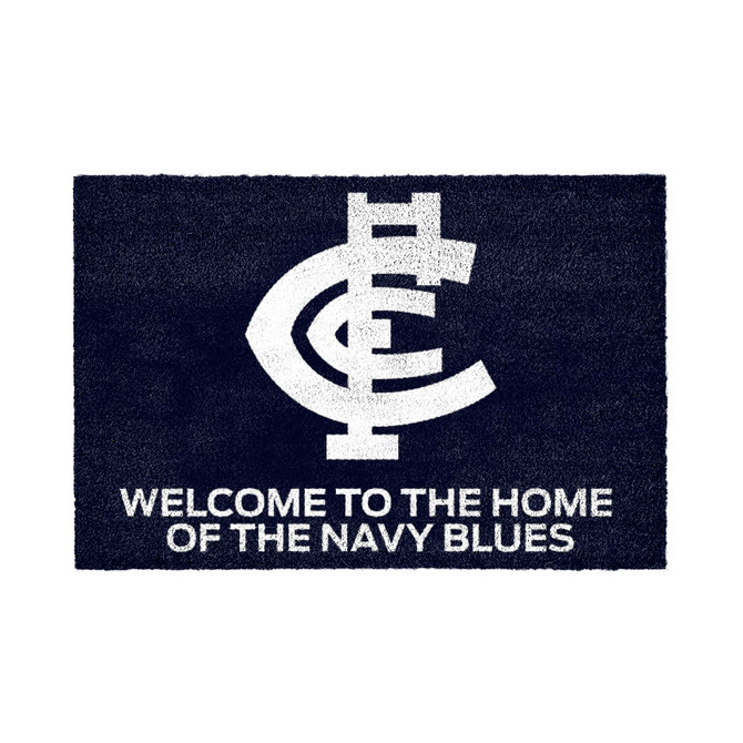 Official Carlton Door Mat with PVC backing and team logo.