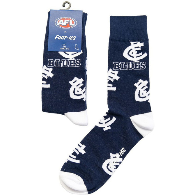 A pair of Carlton Large Logo Socks by Foot-ies, in team colours.