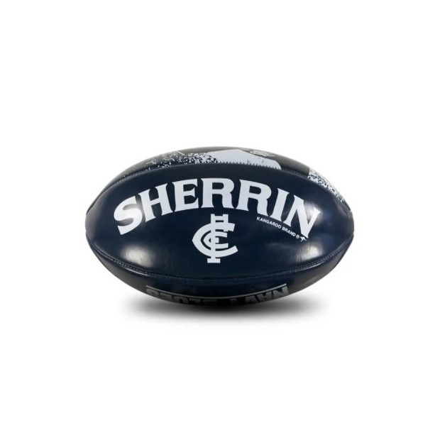 Side 2 of the 20cm Carlton Mascot Softie Football by Sherrin.