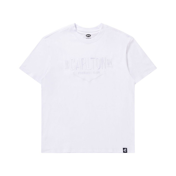Front view of the Carlton 1864 Men's White Tee by NAR.