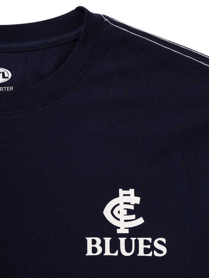 Close-up of the chest print on the S24 Mens Printed Logo Tee.