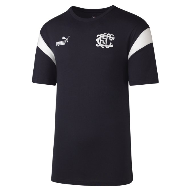 Front view of the Carlton PUMA Mens Navy Lifestyle Tee.