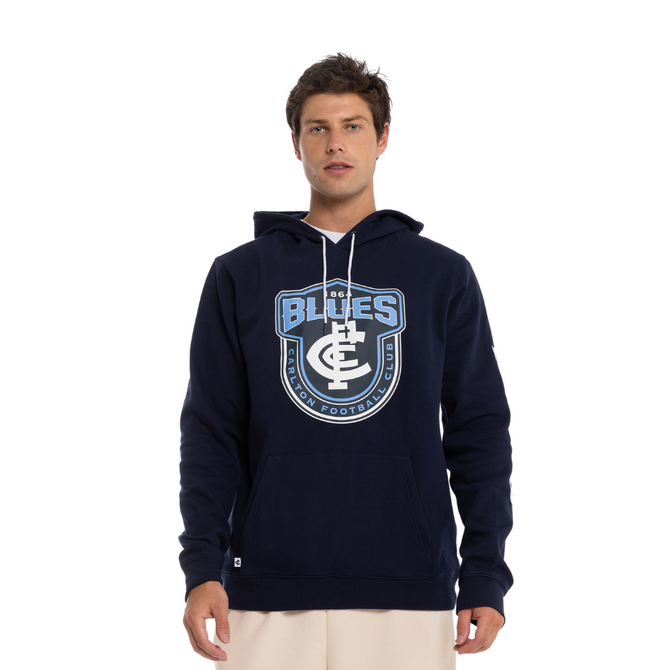 Front view of the W24 Carlton Mens Supporter Blues Hoodie by NAR.
