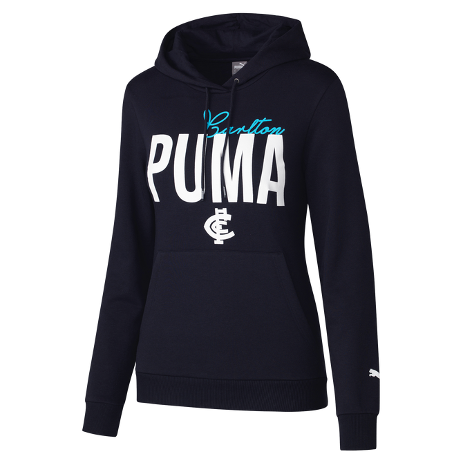 Front view of the Carlton PUMA Women's Navy Hood (Hoodie).