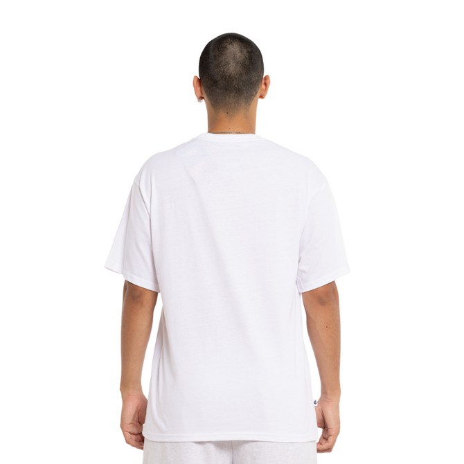 Close-up of the chest logo on the Carlton Basic White Tee.
