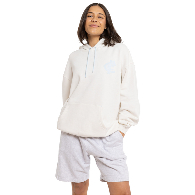 Front view of the Carlton Womens Vintage White Puff Hood by NAR.
