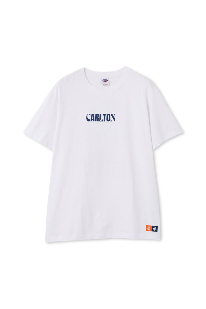 Back view of the Carlton AFLW Adult Lifestyle Tee by Cotton On.
