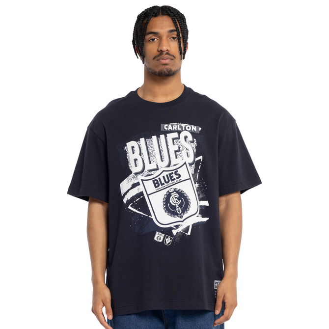 Front view of the Carlton Abstract Logo Tee by Mitchell & Ness.