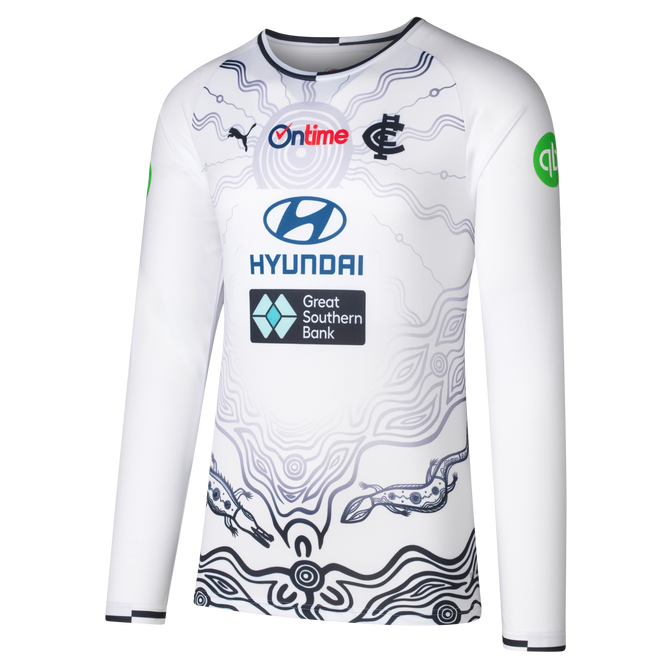 Front view of the 2025 PUMA Mens Long Sleeve White Training Tee.