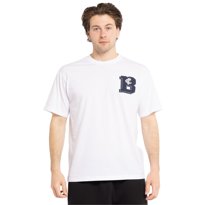 Front view of the Carlton Mens Letter Graphic Tee by NAR.