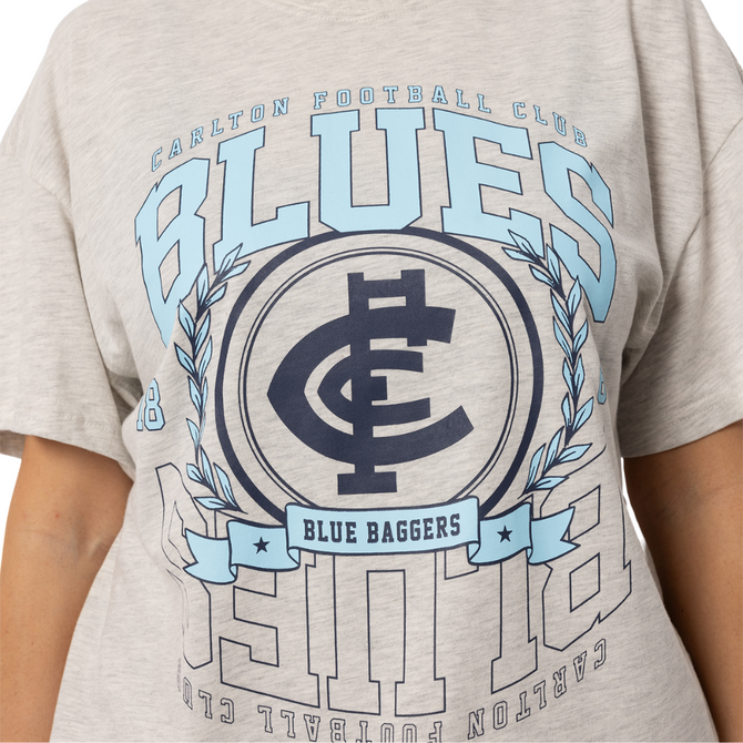 Side view of the Carlton Womens Scroll Oversize Tee.