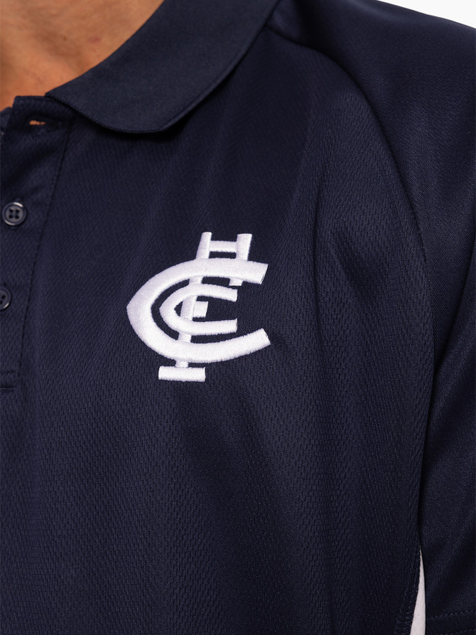 Close-up of the logo on the Carlton Mens Active Polo.