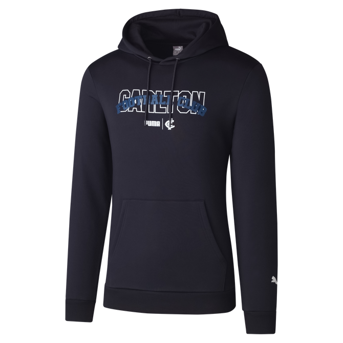 Front view of the 2025 Carlton PUMA Unisex Graphic Hoodie.