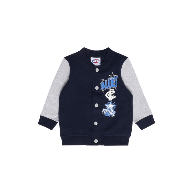 Front view of the 2025 Carlton Kids Varsity Fleece Jacket by NAR.
