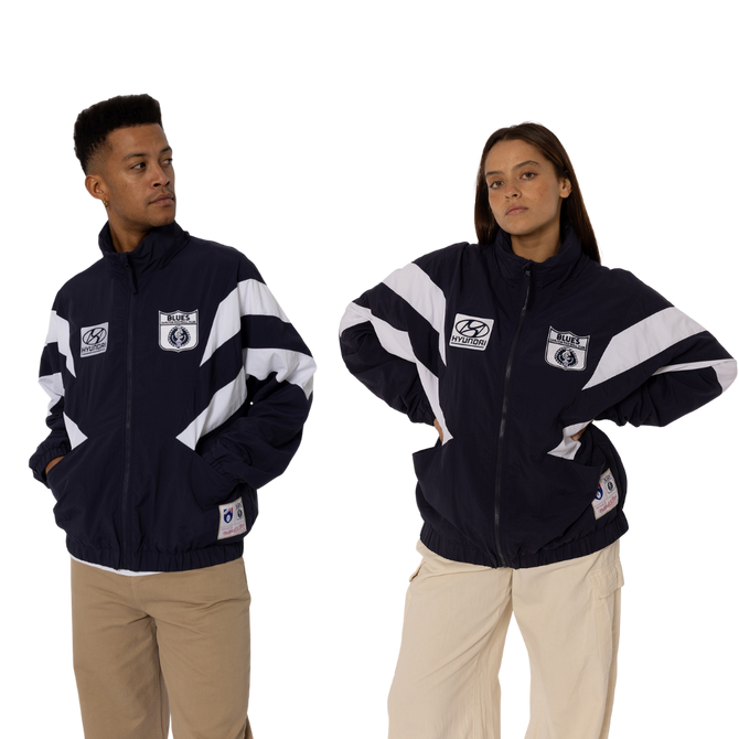 Front view of the Carlton '95 Spray Jacket by Mitchell & Ness.