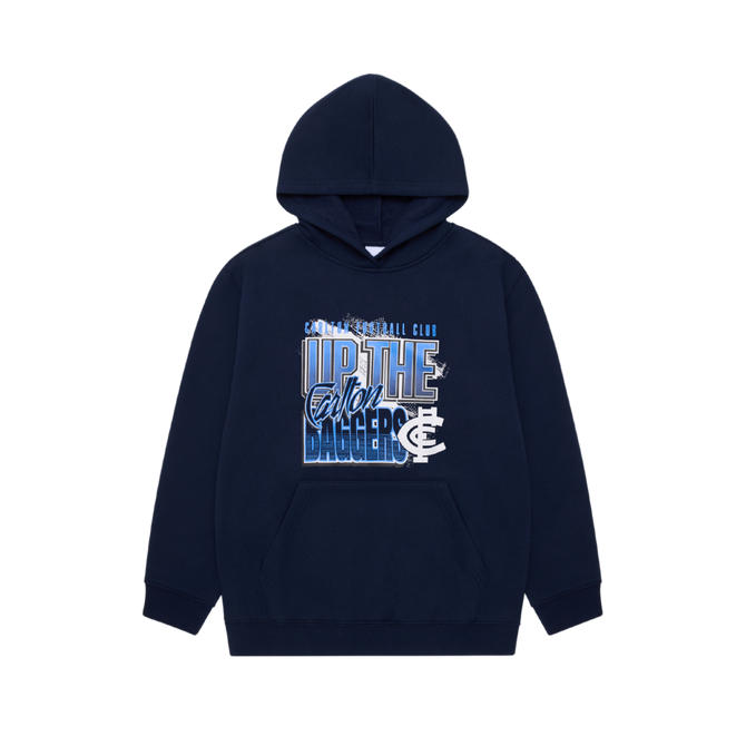 Front view of the 2025 Carlton Youth Carn Graphic Hoodie by NAR.
