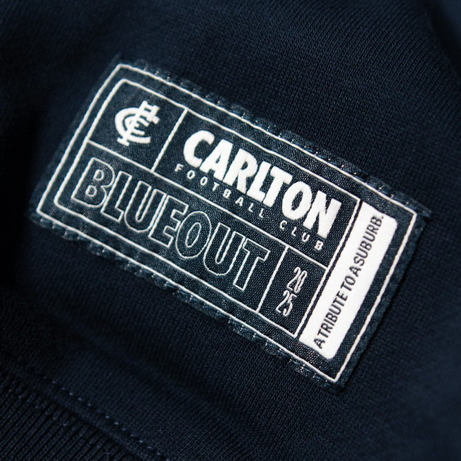 Close-up detail 2 of the Carlton Adult Blueout Crew sweatshirt.