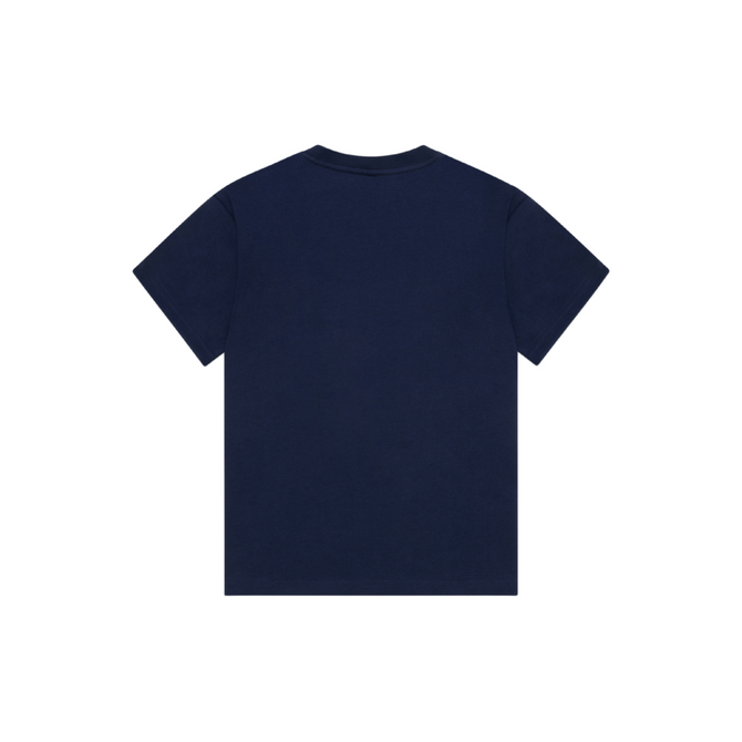 Back view showing player name and number on the Kids Landmark Tee (Cripps).