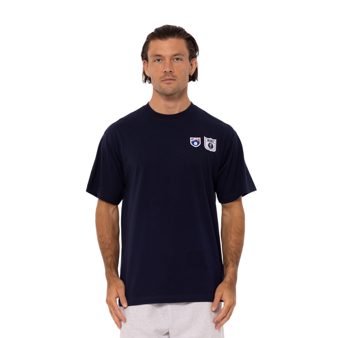 Back view of the 2025 Carlton Men's Throwback Logo Tee.