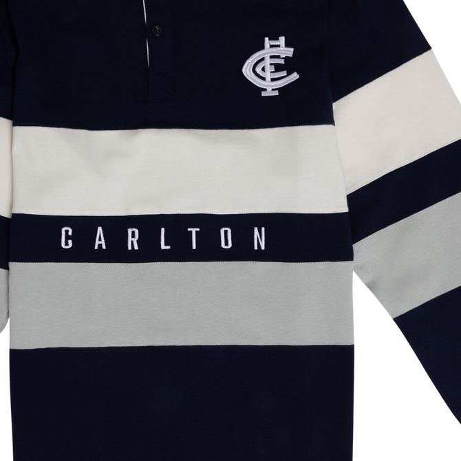 Back view of the 2025 Carlton Men's Paneled Rugby Top.