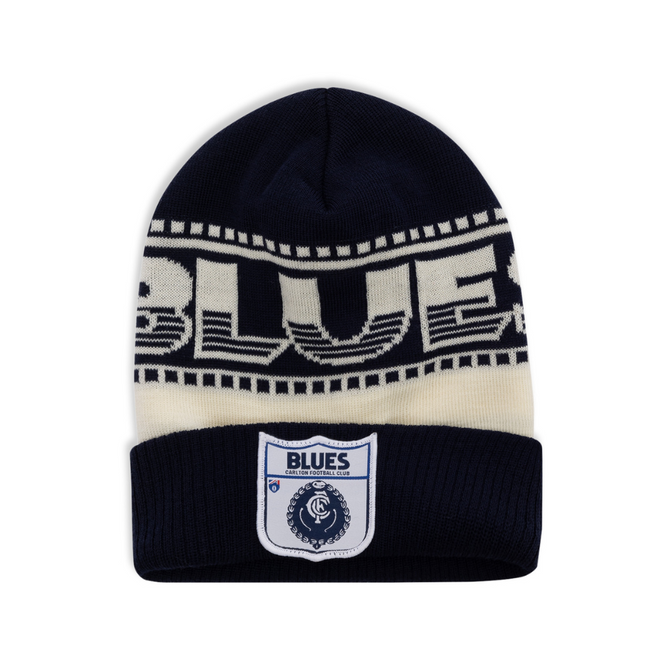 Front view of the 2025 Carlton Throwback Merino Wool Beanie by NAR.
