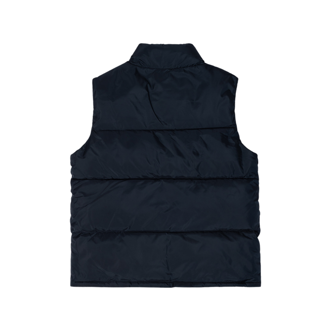 Back view of the Carlton Women's Navy Padded Vest worn by a model.