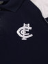 Close-up of the chest logo on the S24 Mens Navy Performance Polo.