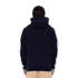 Close-up of the chest patches on the Men's Throwback Logo Hoodie.