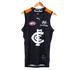 Close-up detail of the 2025 PUMA Youth Carlton Respects Guernsey artwork.