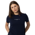 Side view of the navy Carlton Women's Signature Tee.