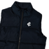 Side view of the Carlton Women's Navy Padded Vest worn by a model.