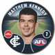 2022 Carlton AFL Player Badge featuring Matthew Kennedy.
