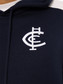 Close-up of the logo on the 2025 Carlton Member Adult Hood.