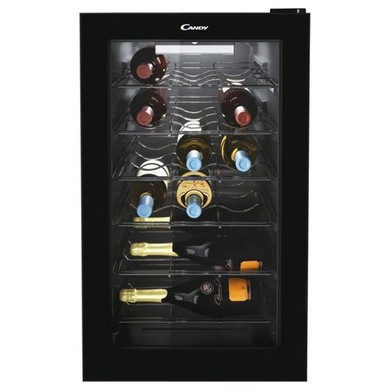 Candy DiVino CWC 021 M/N Cantinetta vino 21 bottiglie classe G  6 ripiani in acciaio +1 wine rack luce led nero 400x550x700