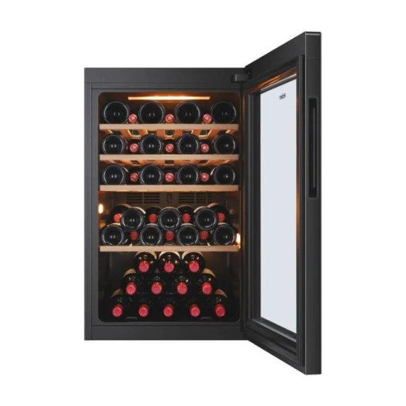 Haier HWS49GA Wine Bank 50 Series 5 Cantinetta Vino 49 Bottiglie Classe energetica F Ripiani 4+1 Sistema luci 3D 50 cm Nero