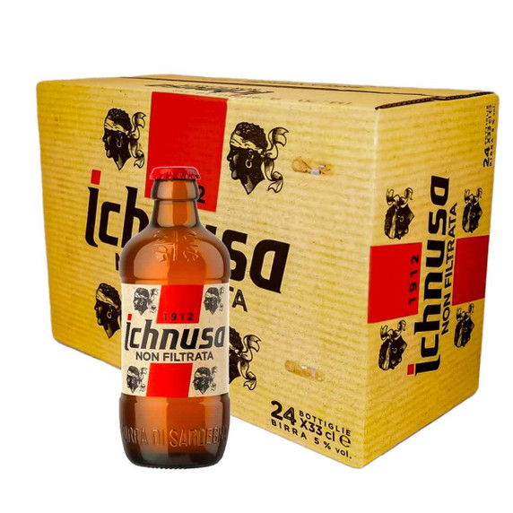Birra Ichnusa non Filtrata | Cartone 24 Bottiglie 33cl | Anima Sarda 24XVARBIICHNF33