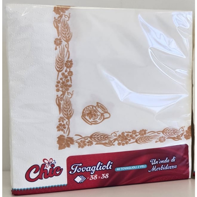 CHIC TOVAGLIOLI 38x38 2 VELI OVATTA DI CELLULOSA DECORO ROMAGNOLO CHIC TOVAGLIOLI 38x38 2 VELI OVATTA DI CELLULOSA DECORO ROMAGNOLO