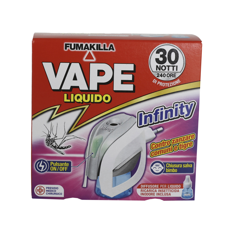 VAPE ELETTROEMANATORE + RICARICA LIQUIDA 30 NOTTI 15 ML INFINITY