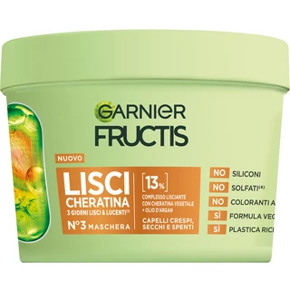 FRUCTIS MASCHERA CAPELLI LISCI CHERATINA N°3 CAPELLI CRESPI, SECCHI E SPENTI VASO 370 ML  