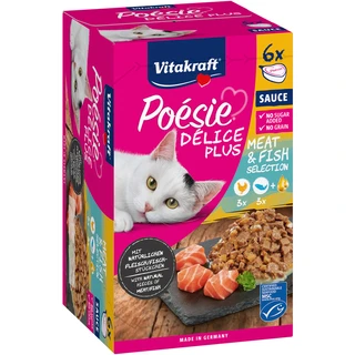 VITAKRAFT CAT POESIE DELICE PLUS 3 POLLO - 3 SALMONE 6 VASCHETTE DA 85 grammi