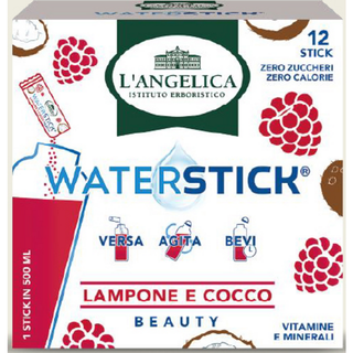 L'ANGELICA WATERSTICK BEAUTY LAMPONE e COCCO CON VITAMINE e MINERALI 12 STICK   