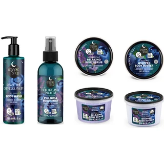 ORGANIC SHOP SLEEPING ESPOSITORE 24 PEZZI; 6 SCRUB CORPO 250 ML - 6 BODY BUTTER 250 ML - 6 BODY WHAS 280 ML - 6 BODY MIST 170 ML