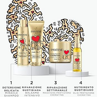 PANTENE KEITH HARING ESPOSITORE 36 PEZZI: 12 BALSAMI 220 ML - 12 SHAMPOO 250 ML - 12 MASCHERE 300 ML