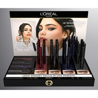 L'OREAL OMBRETTO LE SHADOW STICKS SMOKEY ESPOSITORE MAKE UP 24 PEZZI MISTI + TESTER